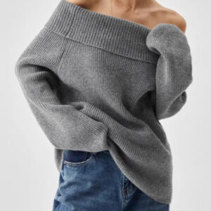 Off Shoulder Knit Pullover Sweater