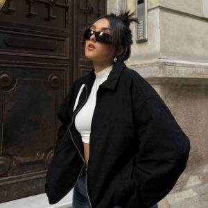 Zip Up Stand Collar Sweatshirt Jacket