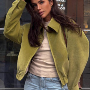 Cropped Suede Lapel Casual Jacket